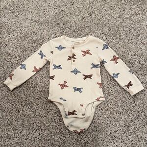 Carter's Cream Waffle Bodysuit with Airplane Print